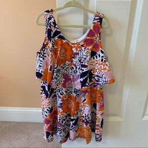Gymboree Floral Peplum Tank Dress Orange Pink Size 6